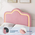 Letto a piattaforma in velluto completo/matrimoniale/queen con testiera e pediera regolabili, supporto a doghe in legno, nessun materasso a molle richiesto, beige