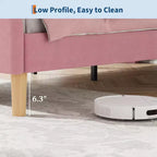 Letto a piattaforma in velluto completo/matrimoniale/queen con testiera e pediera regolabili, supporto a doghe in legno, nessun materasso a molle richiesto, beige