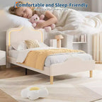 Letto a piattaforma in velluto completo/matrimoniale/queen con testiera e pediera regolabili, supporto a doghe in legno, nessun materasso a molle richiesto, beige