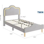 Letto a piattaforma in velluto completo/matrimoniale/queen con testiera e pediera regolabili, supporto a doghe in legno, nessun materasso a molle richiesto, beige