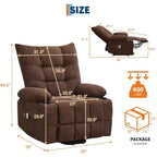 Poltrona Reclinabile Power Lift per Anziani - Recliner Elettrico Massaggiante e Riscaldante con Assistenza in Piedi a 45°, Dondolo Girevole con Portabicchieri, Poltrona Relax Reclinabile