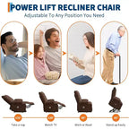 Poltrona Reclinabile Power Lift per Anziani - Recliner Elettrico Massaggiante e Riscaldante con Assistenza in Piedi a 45°, Dondolo Girevole con Portabicchieri, Poltrona Relax Reclinabile