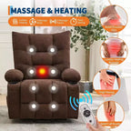Poltrona Reclinabile Power Lift per Anziani - Recliner Elettrico Massaggiante e Riscaldante con Assistenza in Piedi a 45°, Dondolo Girevole con Portabicchieri, Poltrona Relax Reclinabile