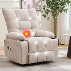 Poltrona Reclinabile Power Lift per Anziani - Recliner Elettrico Massaggiante e Riscaldante con Assistenza in Piedi a 45°, Dondolo Girevole con Portabicchieri, Poltrona Relax Reclinabile