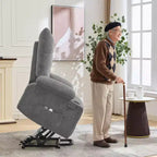 Poltrona Reclinabile Power Lift per Anziani - Recliner Elettrico Massaggiante e Riscaldante con Assistenza in Piedi a 45°, Dondolo Girevole con Portabicchieri, Poltrona Relax Reclinabile