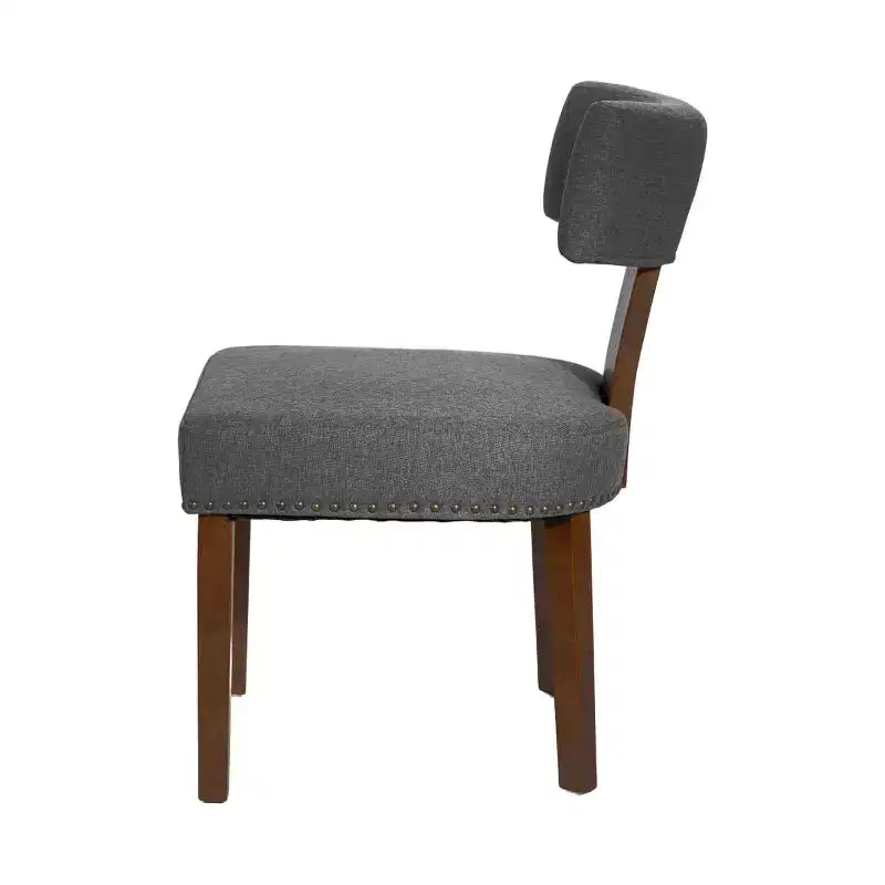 Set di 2 sedie da pranzo imbottite in lino Mid-Century con borchie e struttura in legno, sedie senza braccioli per sala da pranzo o appartamento -Panipeachy