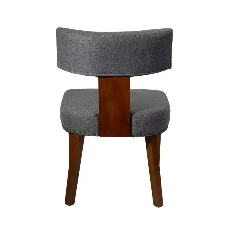 Set di 2 sedie da pranzo imbottite in lino Mid-Century con borchie e struttura in legno, sedie senza braccioli per sala da pranzo o appartamento -Panipeachy