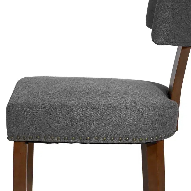 Set di 2 sedie da pranzo imbottite in lino Mid-Century con borchie e struttura in legno, sedie senza braccioli per sala da pranzo o appartamento -Panipeachy