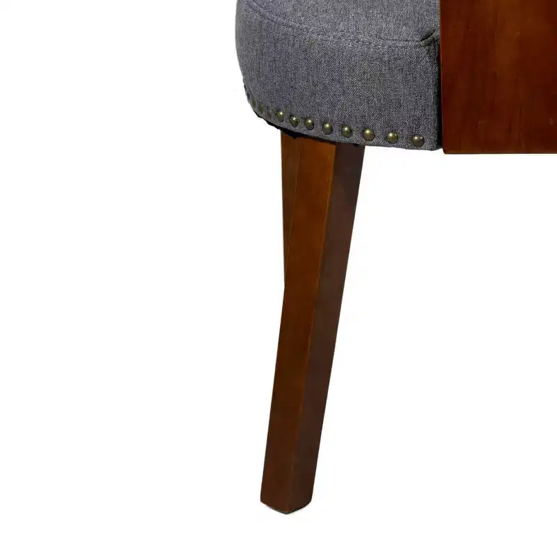 Set di 2 sedie da pranzo imbottite in lino Mid-Century con borchie e struttura in legno, sedie senza braccioli per sala da pranzo o appartamento -Panipeachy