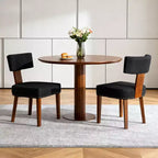 Set di 2 sedie da pranzo imbottite in lino Mid-Century con borchie e struttura in legno, sedie senza braccioli per sala da pranzo o appartamento -Panipeachy