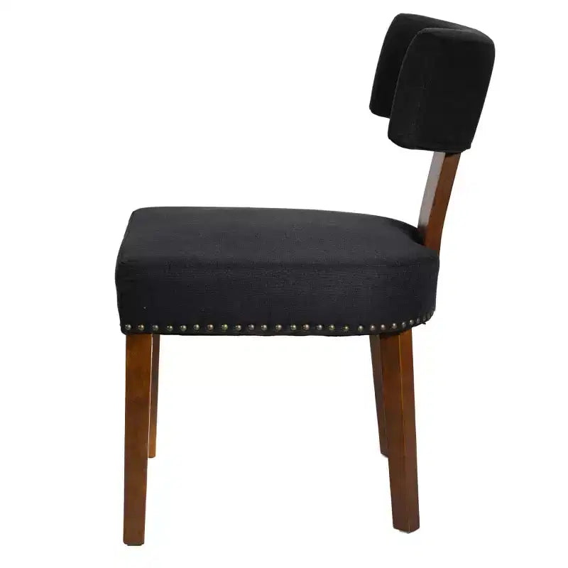 Set di 2 sedie da pranzo imbottite in lino Mid-Century con borchie e struttura in legno, sedie senza braccioli per sala da pranzo o appartamento -Panipeachy