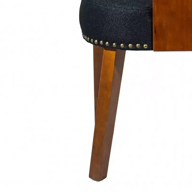 Set di 2 sedie da pranzo imbottite in lino Mid-Century con borchie e struttura in legno, sedie senza braccioli per sala da pranzo o appartamento -Panipeachy