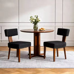 Set of 2 Mid-Century Linen Upholstered Dining Chairs with Nailhead Trim and Wood Frame, Armless Chairs for Dining Room or Apartment -Panipeachy