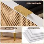 Cassettiera in Rattan a 7 Cassetti - Cassettone Alto in Legno con Cassetti Profondi e Piano Largo per Camera da Letto, Soggiorno, Corridoio o Cabina Armadio