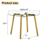 Tavolino da Caffè, Stile Moderno Minimalista Rotondo Trasparente in Vetro Temperato, Piano in Vetro Temperato, Gambe in Metallo, Dorato