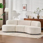 Divano curvo a 3 posti Christopher Knight Home Varo 100.75 moderno in tessuto Boucle e legno imbottito