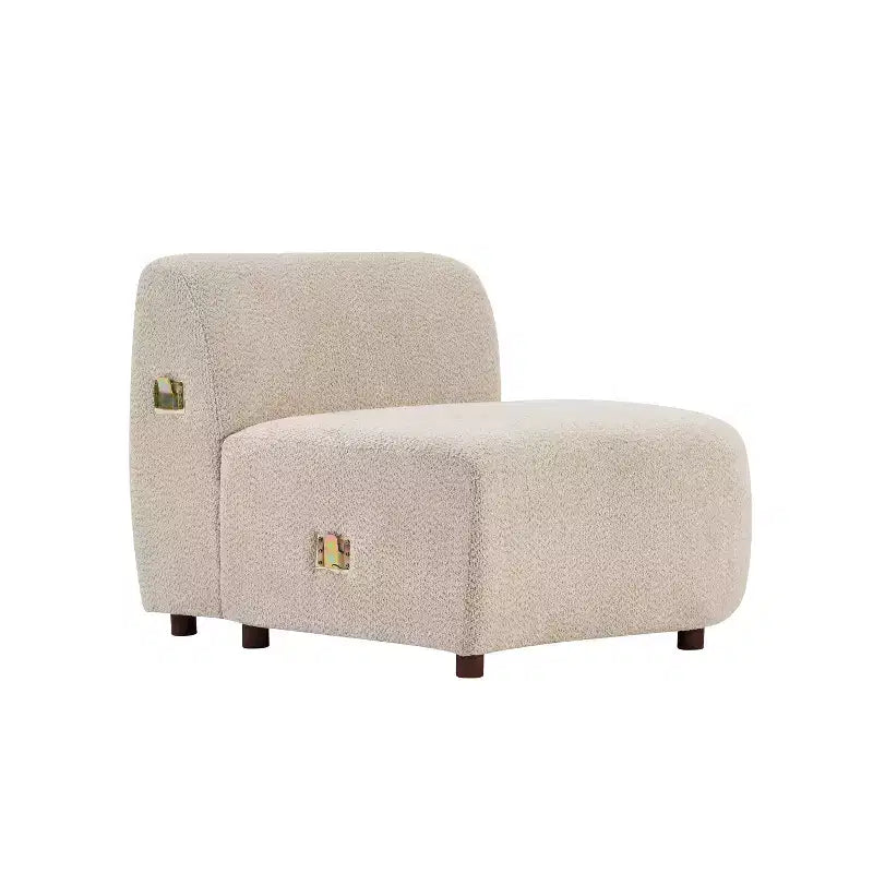 Divano curvo a 3 posti Christopher Knight Home Varo 100.75 moderno in tessuto Boucle e legno imbottito