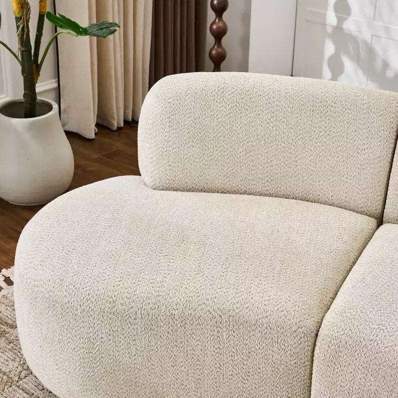 Divano curvo a 3 posti Christopher Knight Home Varo 100.75 moderno in tessuto Boucle e legno imbottito