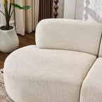 Divano curvo a 3 posti Christopher Knight Home Varo 100.75 moderno in tessuto Boucle e legno imbottito