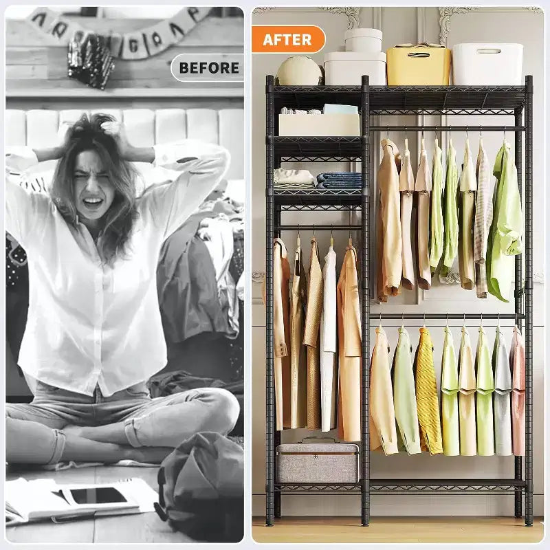 Appendiabiti Indipendente per Armadio del Dormitorio, Sistema Guardaroba Portatile a 4 Strati Non Integrato, Capacità di Carico Massima 800 Libbre
