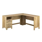 GDFStudio Merlene Scrivania a L da ufficio in legno in stile rustico con cassetti