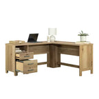 GDFStudio Merlene Scrivania a L da ufficio in legno in stile rustico con cassetti