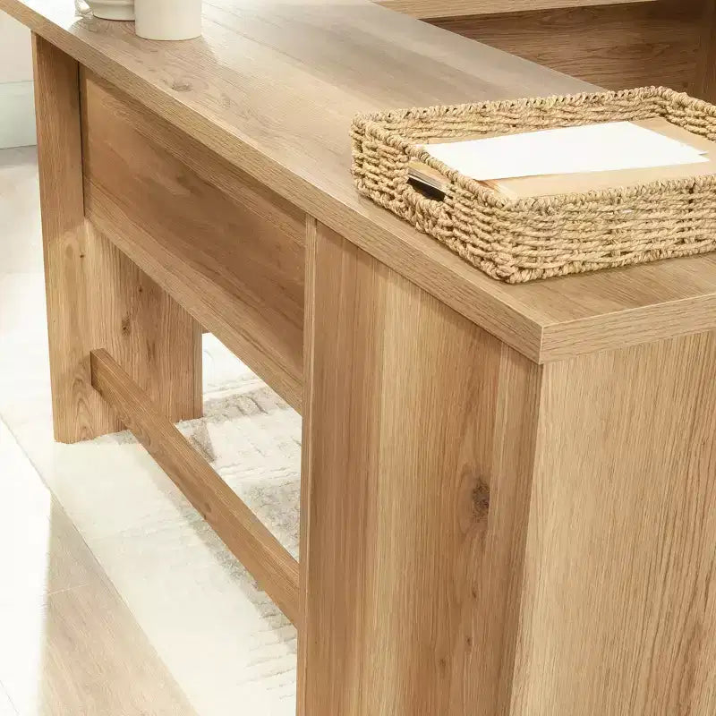 GDFStudio Merlene Scrivania a L da ufficio in legno in stile rustico con cassetti