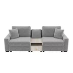Divano componibile moderno a 2 posti Christopher Knight Home Bina 95.7'' in ciniglia, con consolle, bracciolo contenitore e cuscini