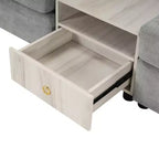 Divano componibile moderno a 2 posti Christopher Knight Home Bina 95.7'' in ciniglia, con consolle, bracciolo contenitore e cuscini