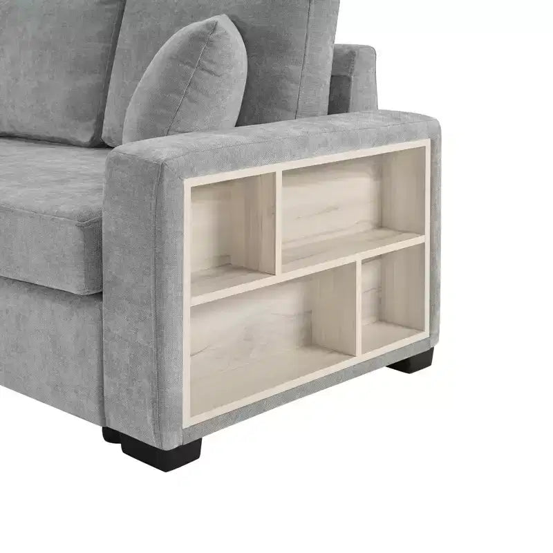 Divano componibile moderno a 2 posti Christopher Knight Home Bina 95.7'' in ciniglia, con consolle, bracciolo contenitore e cuscini