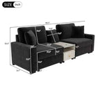 Divano componibile moderno a 2 posti Christopher Knight Home Bina 95.7'' in ciniglia, con consolle, bracciolo contenitore e cuscini
