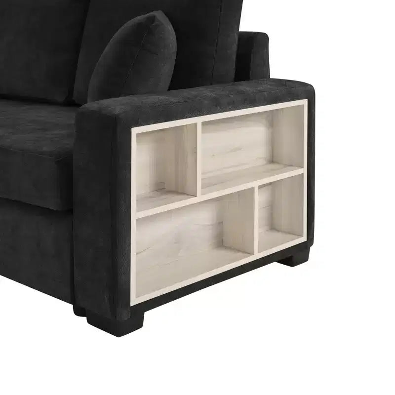 Divano componibile moderno a 2 posti Christopher Knight Home Bina 95.7'' in ciniglia, con consolle, bracciolo contenitore e cuscini