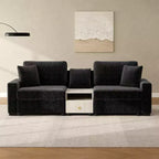 Christopher Knight Home Bina 95.7'' Modern 2-Seater Chenille Upholstered Sectional Sofa with Console, Storage Armrest and Pillows