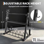 Rastrelliere per bilancieri a 3 ripiani, capacità 450 kg, rastrelliera regolabile per manubri, kettlebell, bilancieri (acciaio al carbonio Q235)