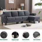 GDFStudio Yorin 106 Divano Letto Trasformabile Moderno a L in Velluto a 4 Posti con Pouf Contenitore