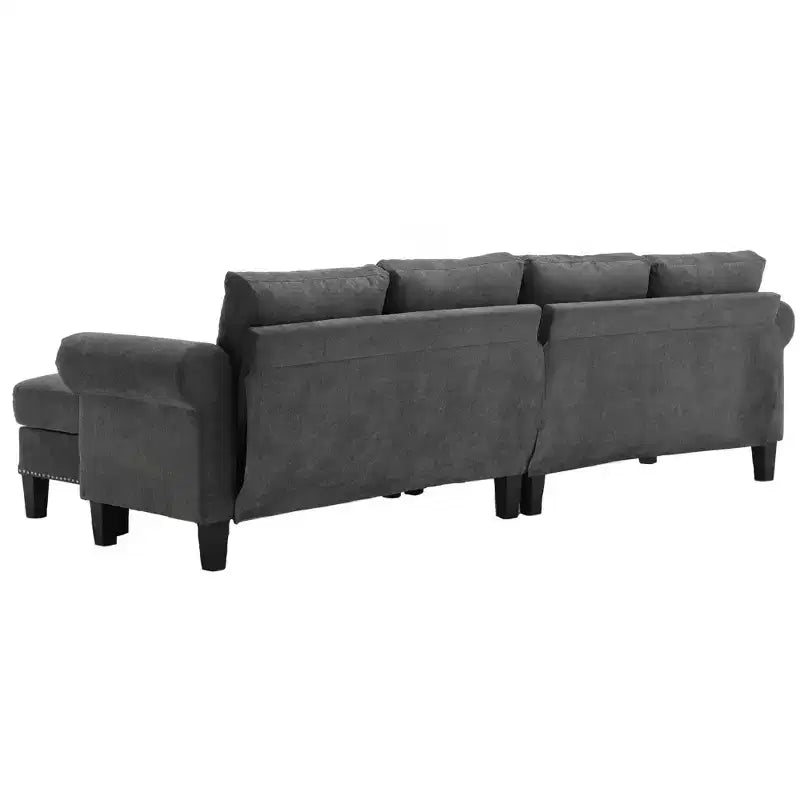 GDFStudio Yorin 106 Divano Letto Trasformabile Moderno a L in Velluto a 4 Posti con Pouf Contenitore