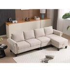 GDFStudio Yorin 106 Divano Letto Trasformabile Moderno a L in Velluto a 4 Posti con Pouf Contenitore