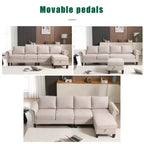GDFStudio Yorin 106 Divano Letto Trasformabile Moderno a L in Velluto a 4 Posti con Pouf Contenitore
