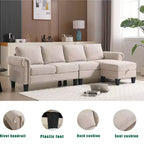 GDFStudio Yorin 106 Divano Letto Trasformabile Moderno a L in Velluto a 4 Posti con Pouf Contenitore