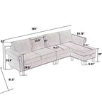 GDFStudio Yorin 106 Divano Letto Trasformabile Moderno a L in Velluto a 4 Posti con Pouf Contenitore
