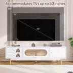 Mobile TV bianco da 70 pollici per TV fino a 80 pollici, tavolo console TV con cassetti per soggiorno e camera da letto
