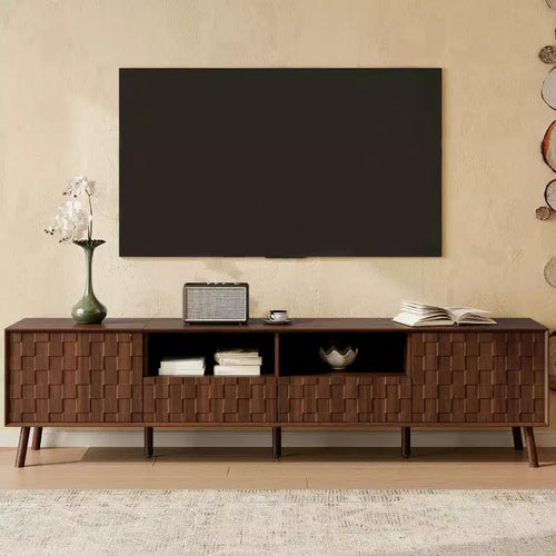 78 Inch Modern TV Stand for TVs up to 85 Inches for Living Room Entertainment Center with Solid Wood Legs Drawers
