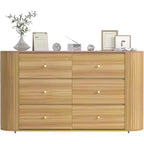 Acekool 9-Drawer Farmhouse Dresser with Power Outlet, Vintage Chest of Drawers Organizer with Metal Handles for Bedroom, Living Room, Hallway