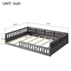 Letto a piattaforma imbottito TUYOHW a grandezza naturale con spondine di sicurezza, letto a terra a doghe in robusto legno di pino, letto a basso profilo resistente, capacità 272 kg