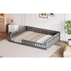 Letto a piattaforma imbottito TUYOHW a grandezza naturale con spondine di sicurezza, letto a terra a doghe in robusto legno di pino, letto a basso profilo resistente, capacità 272 kg