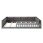 Letto a piattaforma imbottito TUYOHW a grandezza naturale con spondine di sicurezza, letto a terra a doghe in robusto legno di pino, letto a basso profilo resistente, capacità 272 kg
