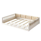 Letto a piattaforma imbottito TUYOHW a grandezza naturale con spondine di sicurezza, letto a terra a doghe in robusto legno di pino, letto a basso profilo resistente, capacità 272 kg