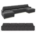 Divano Sezionale Modulare Dyonery Oversized 160, Comodo Divano Cloud a U a 6 Posti con 2 Cuscini e 2 Pouf Mobili, Chenille