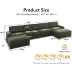 Divano Sezionale Modulare Dyonery Oversized 160, Comodo Divano Cloud a U a 6 Posti con 2 Cuscini e 2 Pouf Mobili, Chenille
