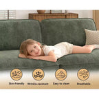 Divano Sezionale Modulare Dyonery Oversized 160, Comodo Divano Cloud a U a 6 Posti con 2 Cuscini e 2 Pouf Mobili, Chenille